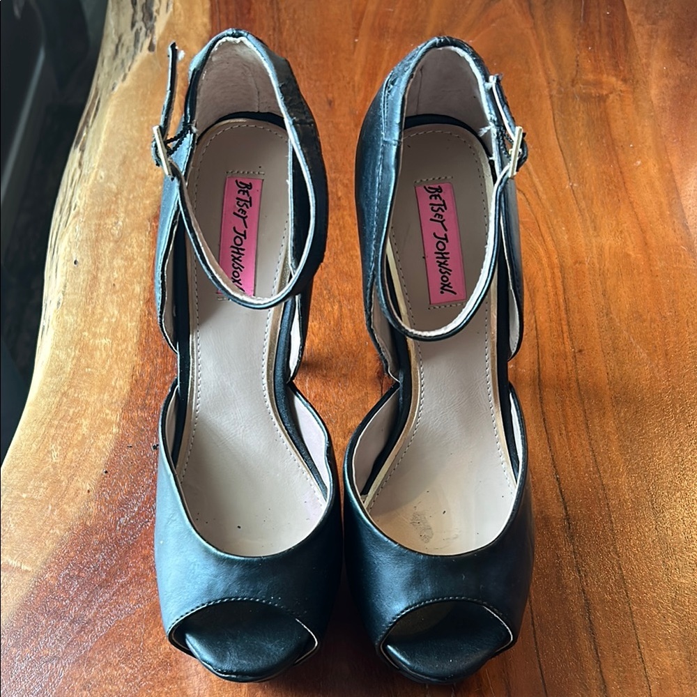 Betsey Johnson Black Strappy Heels